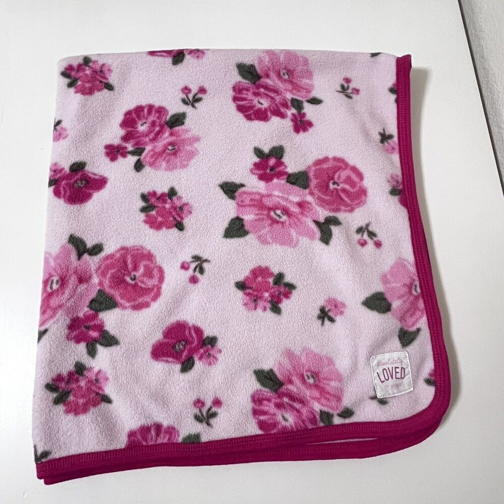 Carter's Just One You Pink Floral Roses Fleece Baby Blanket Lovey Lovie Blankie